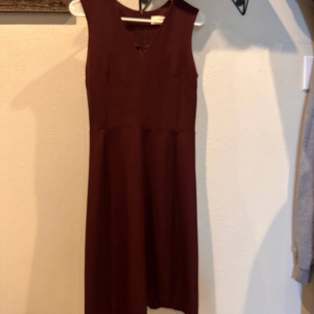 MM Lafleur Red A-line Midi Dress with Scoop Neck for Casual Work